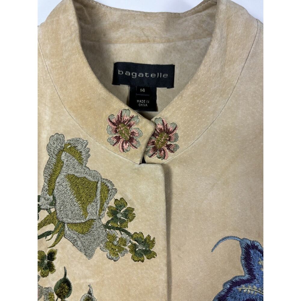 Bagatelle Suede Jacket Tan 14 Embroidered Boho Lined - Picture 9 of 16